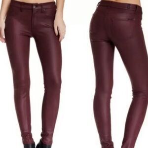 NWOT 7 For All Mankind Maroon Wax Skinny Jeans 24